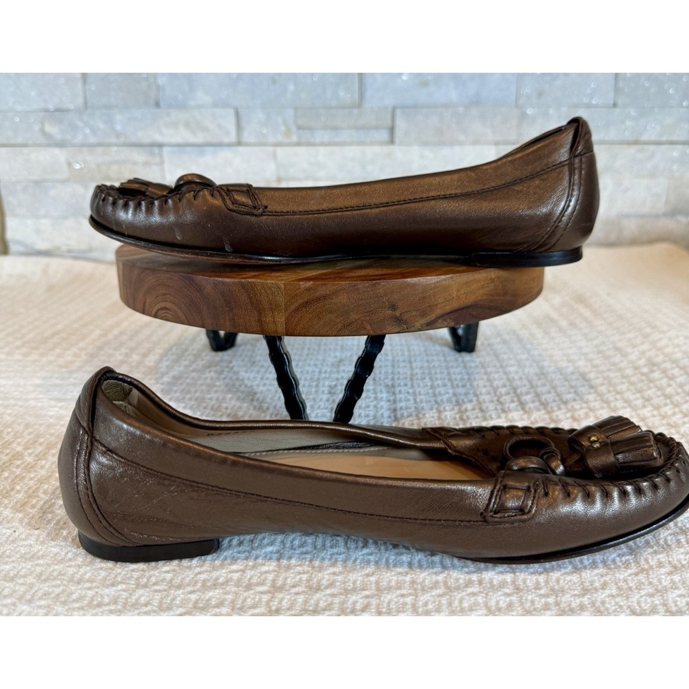 Cole Haan Brown Leather Tassel Bow Ballet Flats Loafers Women's 6.5 B
